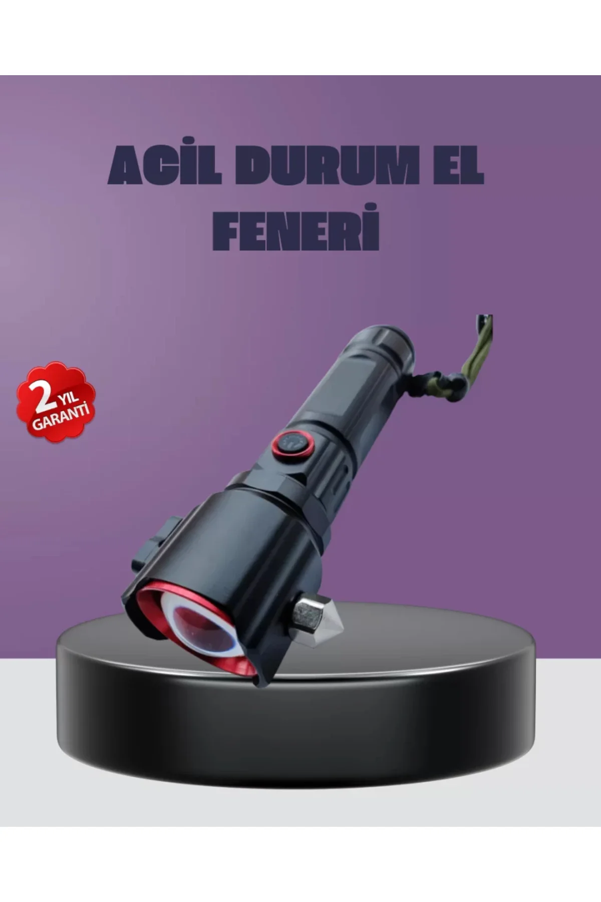 Güçlü Işıklı El Feneri Acil Durum Çekiç ve Pusula