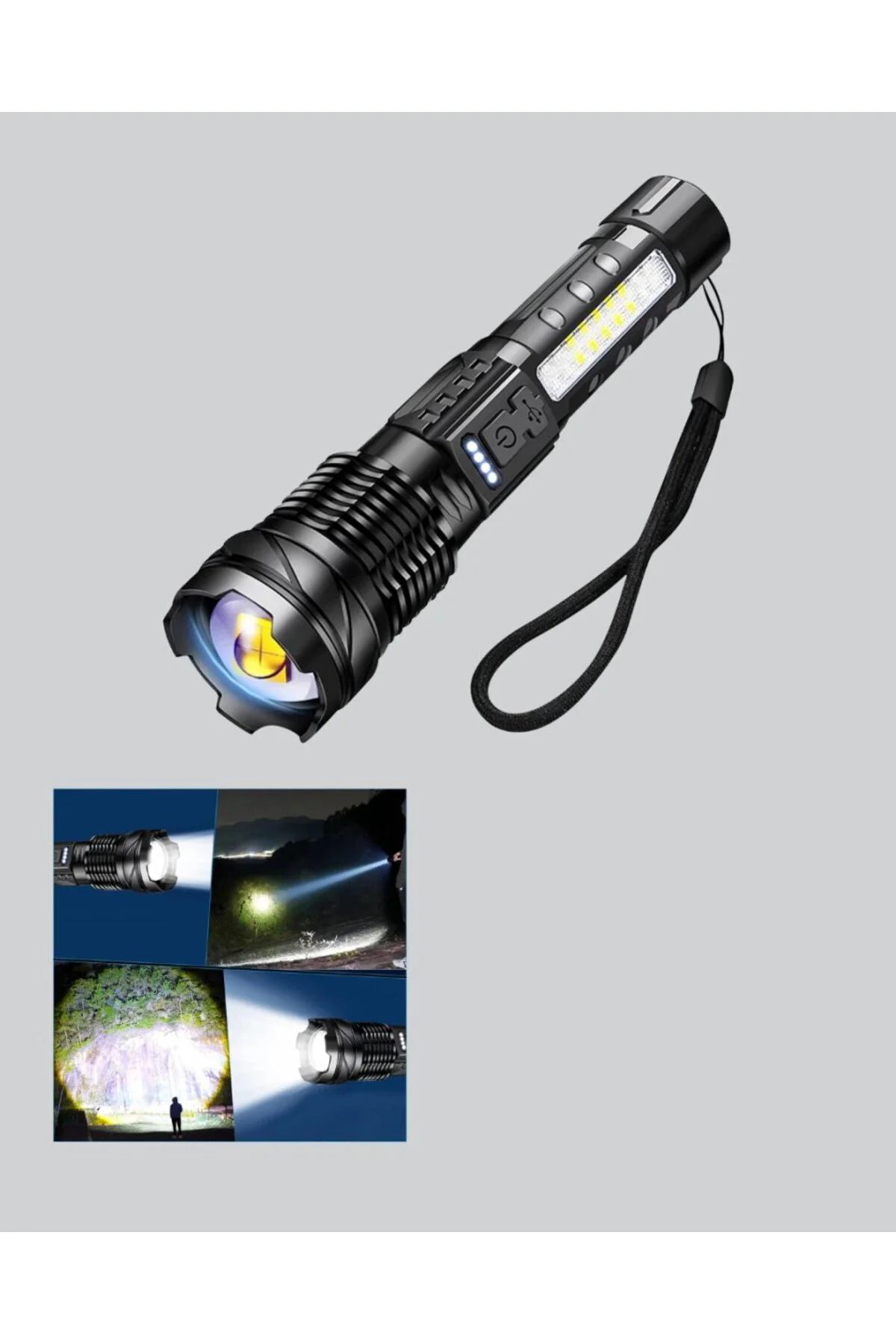 Güçlü Led El Feneri Şarj Edilebilir Çok Modlu