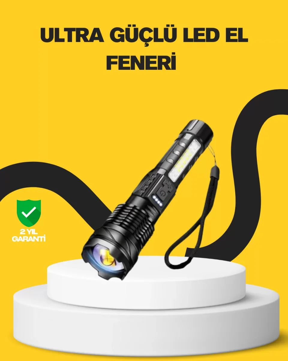 Güçlü LED El Feneri Şarj Edilebilir Çok Modlu - Lisinya