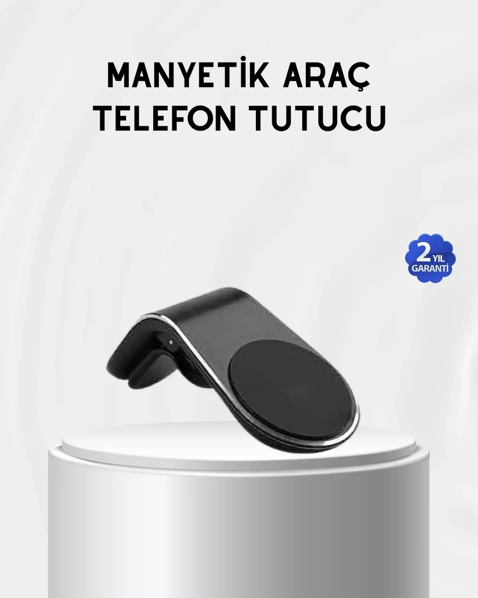 Güçlü Manyetik Araç İçi Telefon Tutucu - 360° Dönüşlü ve Klipsli