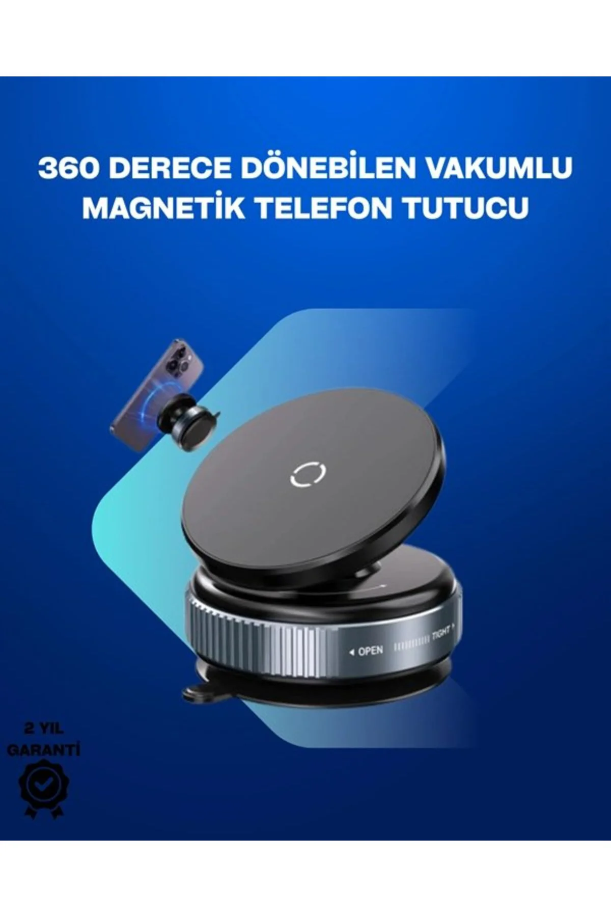 Güçlü Manyetik Tutuşlu 360° Döner Araç Telefon Tutucu – Vakumlu M