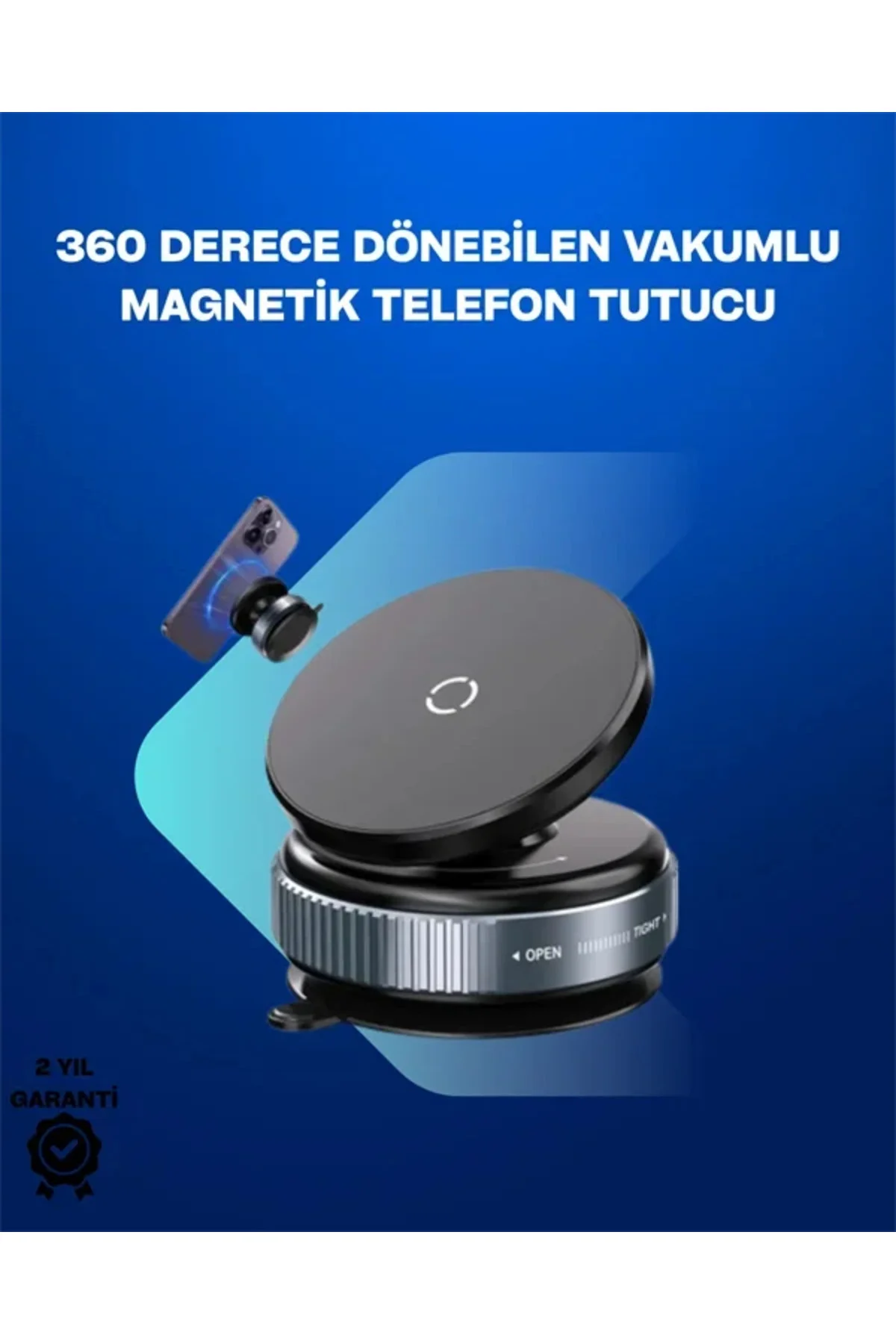 Güçlü Manyetik Tutuşlu 360° Döner Araç Telefon Tutucu – Vakumlu Montajlı Güçlü Manyetik Tutuşlu 360° Döner Araç Telefon Tutucu – Vakumlu Montajlı