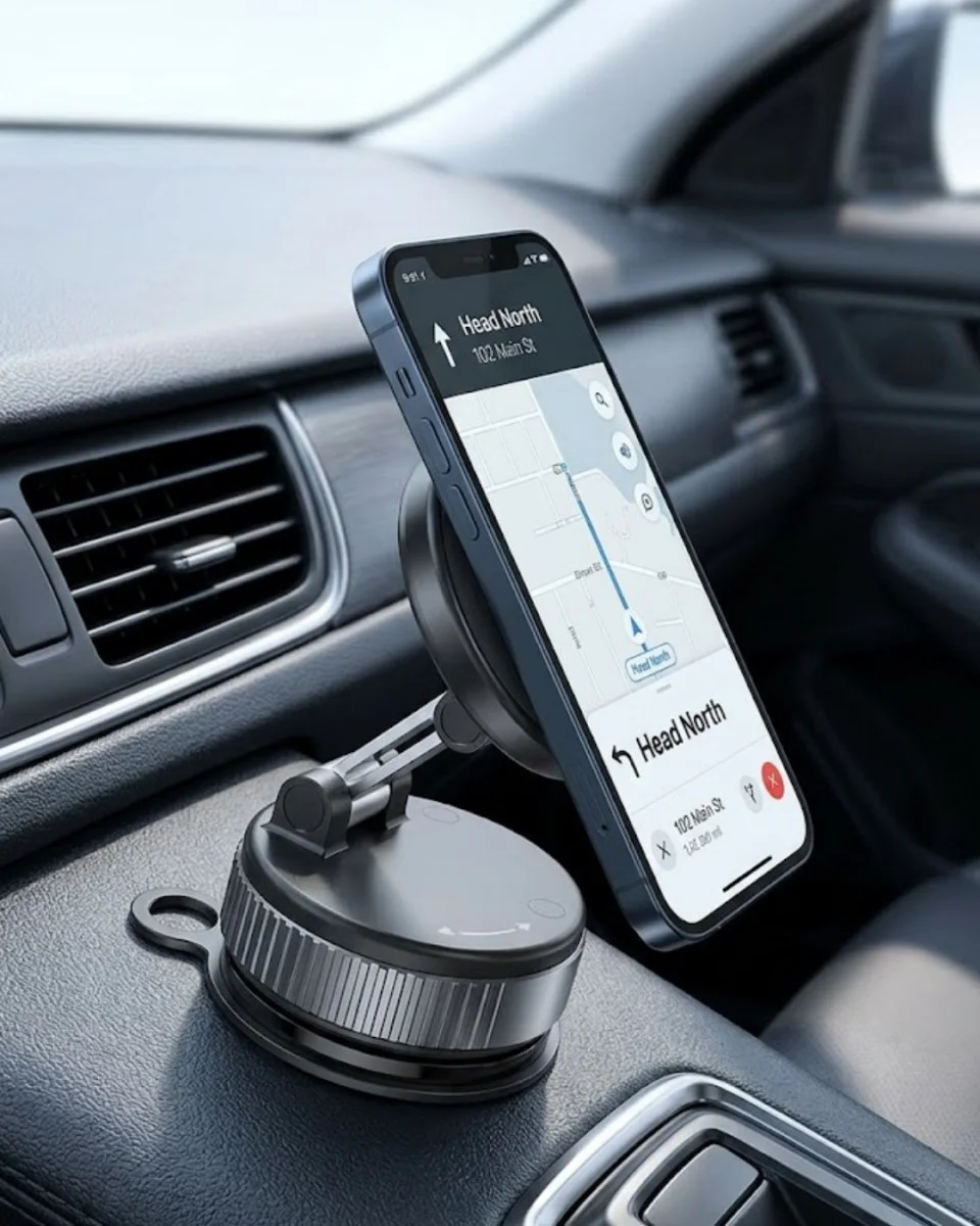 Güçlü Mıknatıslı Araç İçi Navigasyon Telefon Tutucu - 360 Dönüşlü Katlanabilir Stand