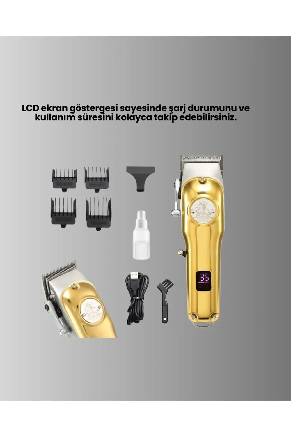 Güçlü Motorlu LCD Ekranlı Şarjlı Tıraş ve Şekillendirme Makinesi