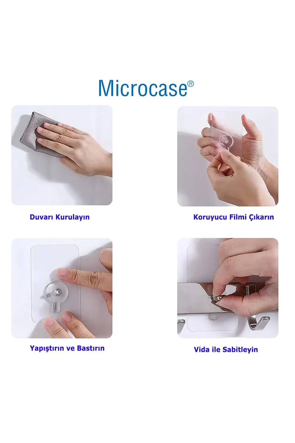 Güçlü Plastik Yapışkanlı 8mm Hanger Vidalı Eşya Ürün Raf Tutucu A