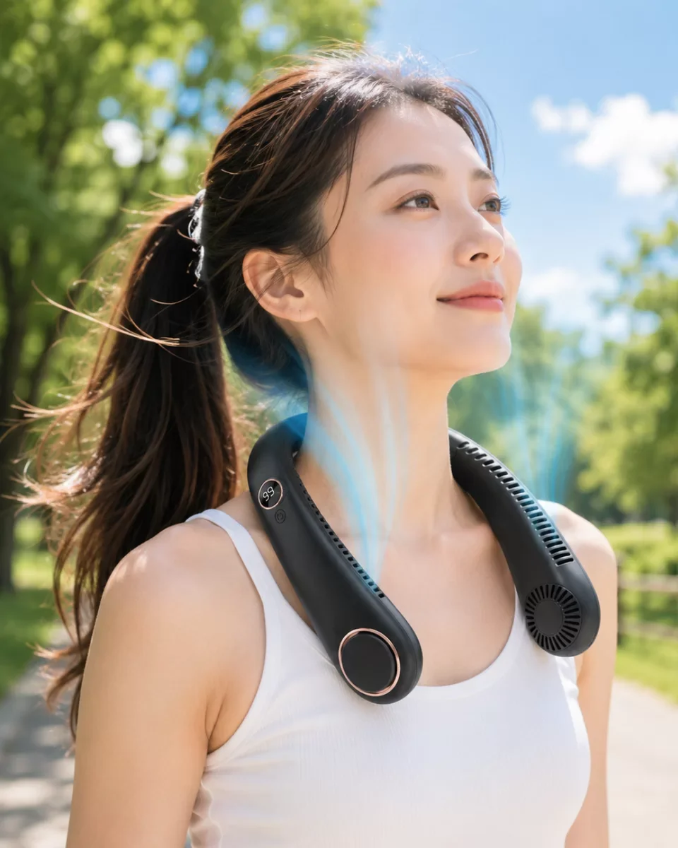 Güçlü Rüzgar Özellikli Boyun Askılı Taşınabilir Fan - 5 Hız Modlu Sessiz ve Ergonomik Serinlik