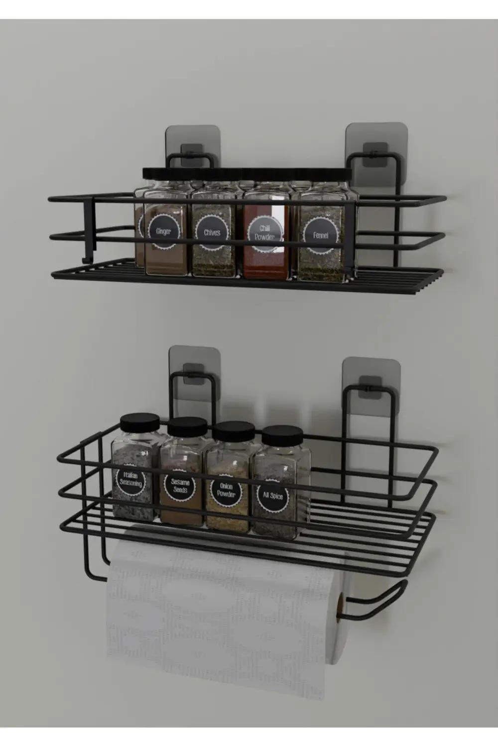 Güçlü Yapışkanlı Baharatlık 2 Li Metal Kağıt Havluluk Siyah Bahar