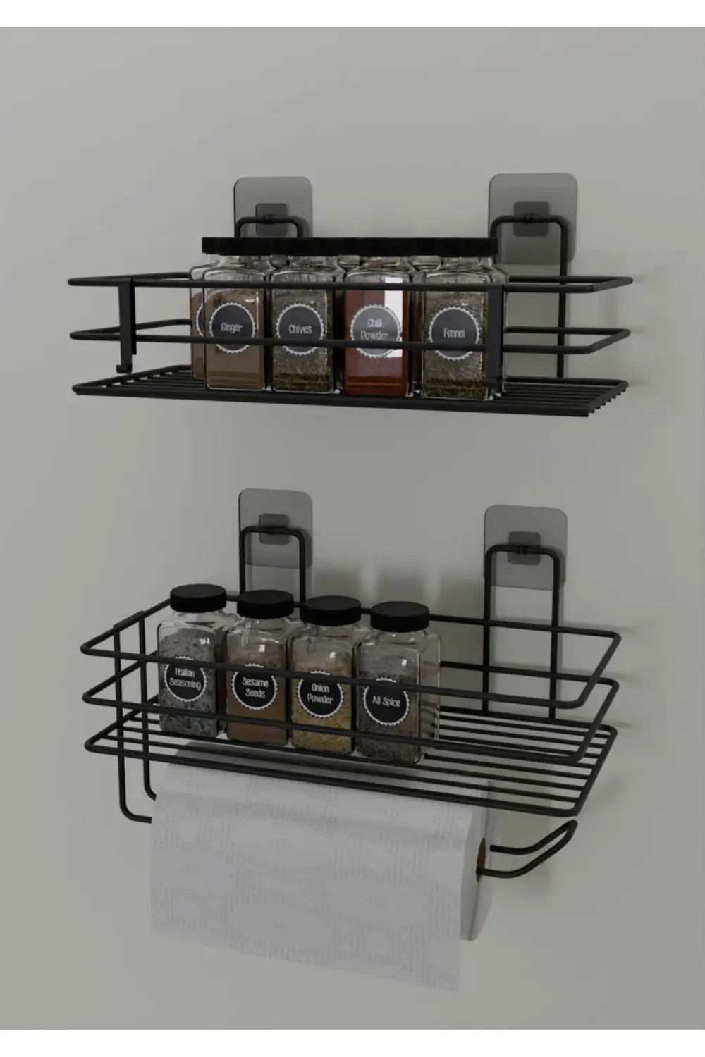 Güçlü Yapışkanlı Baharatlık 2 Li Metal Kağıt Havluluk Siyah Bahar