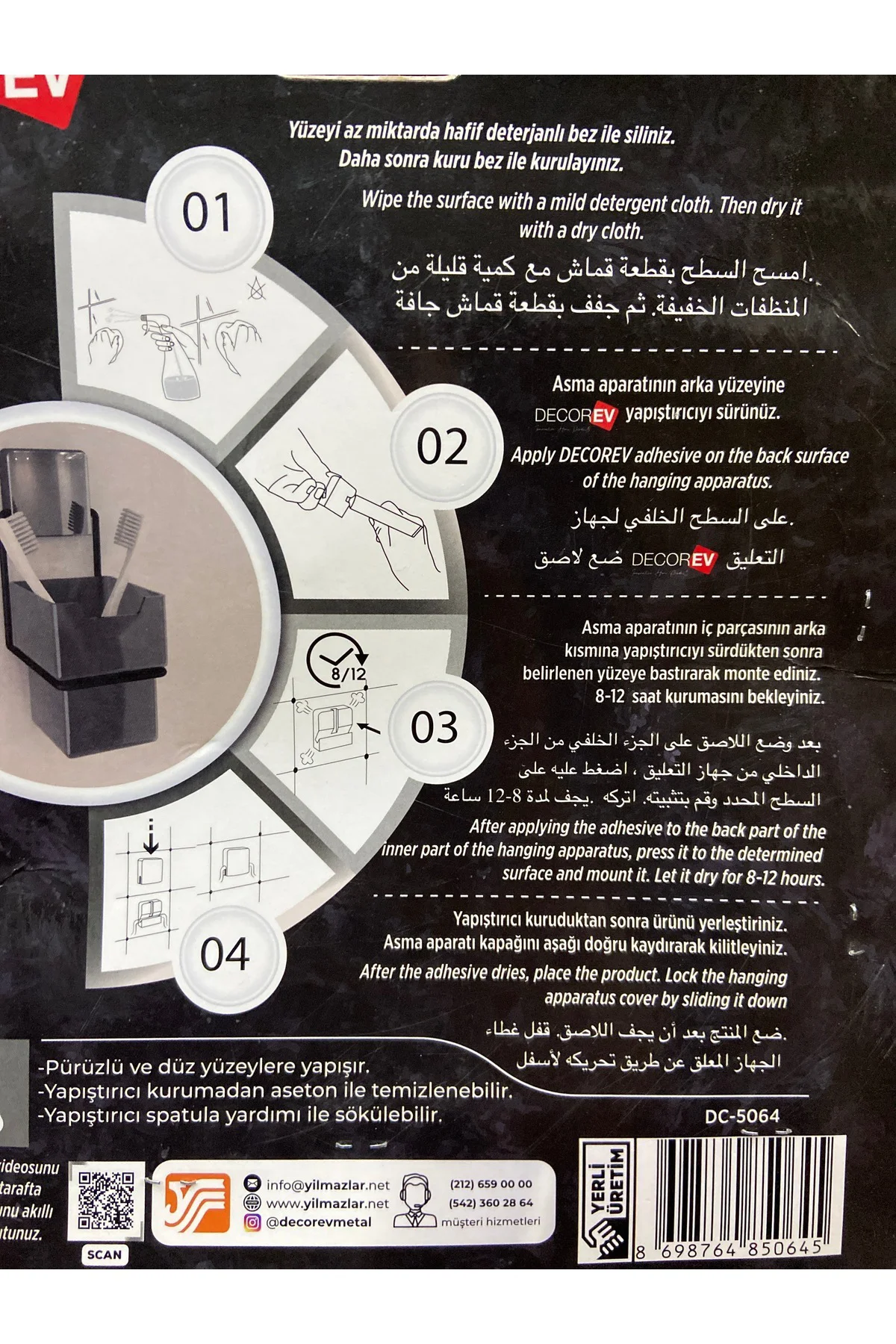 güçlü yapışkanlı siyah diş fırçalık dc-5064 Fiyatı, Yorumları ve Özellikleri