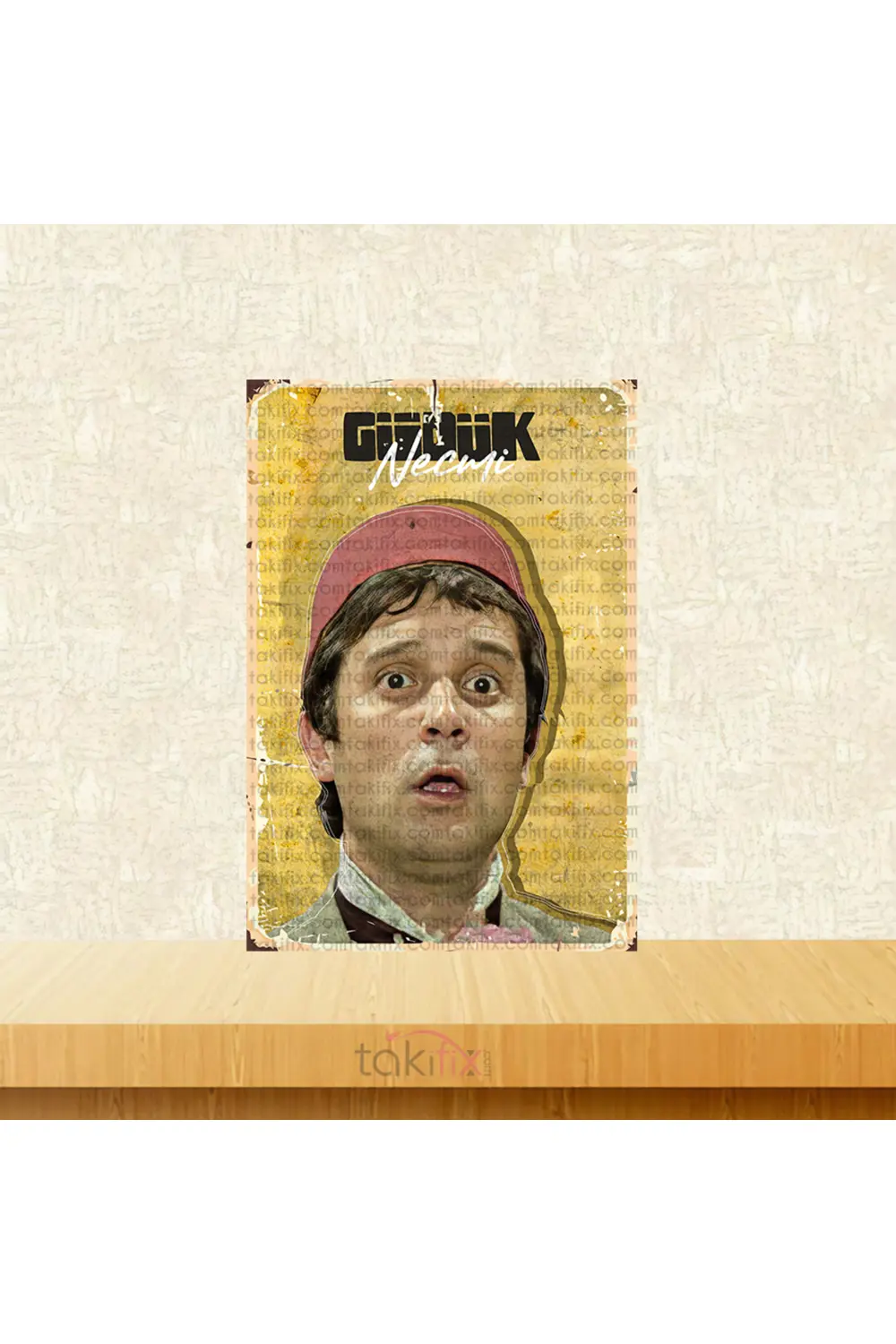 Güdük Necmi Tasarımlı 20x30 Cm Retro Ahşap Tablo