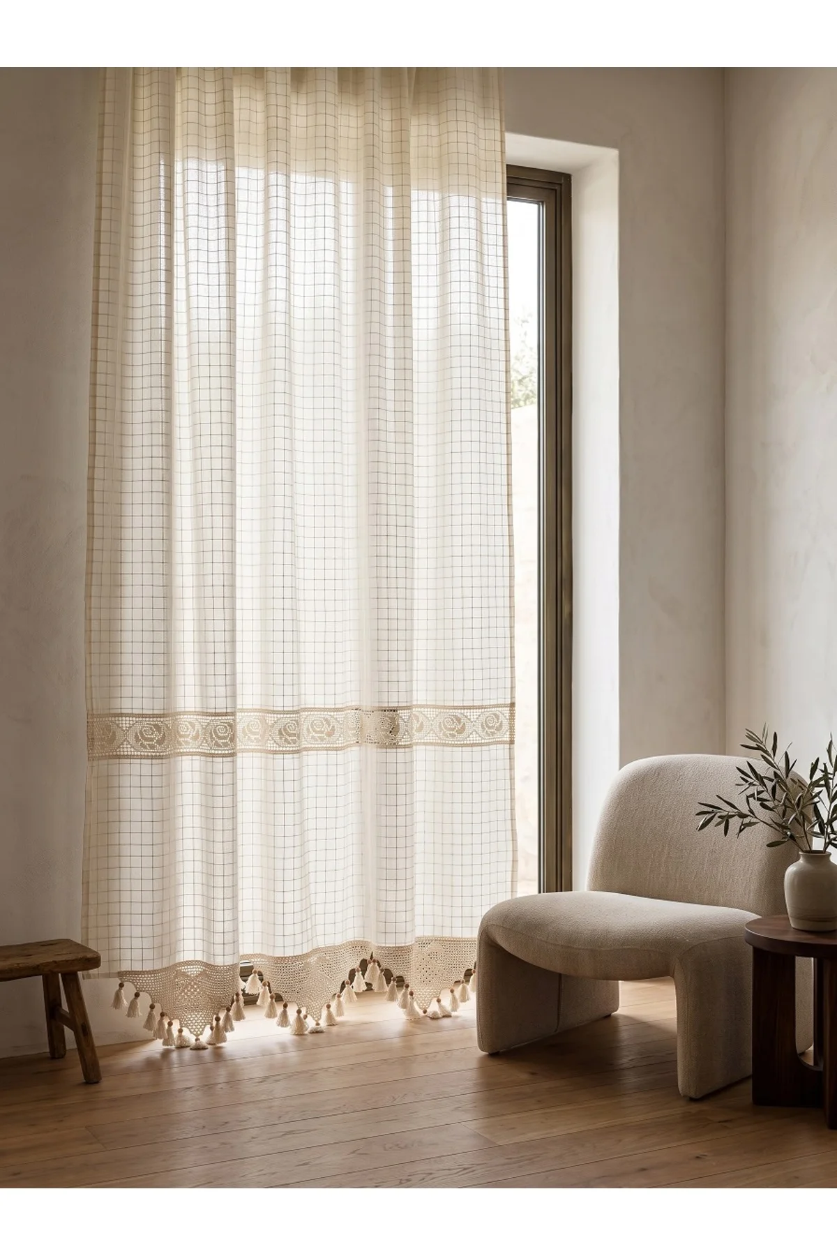 Gül Ara Dantelli Natural Perde Gül Ara Dantelli Natural Perde - Görsel 2