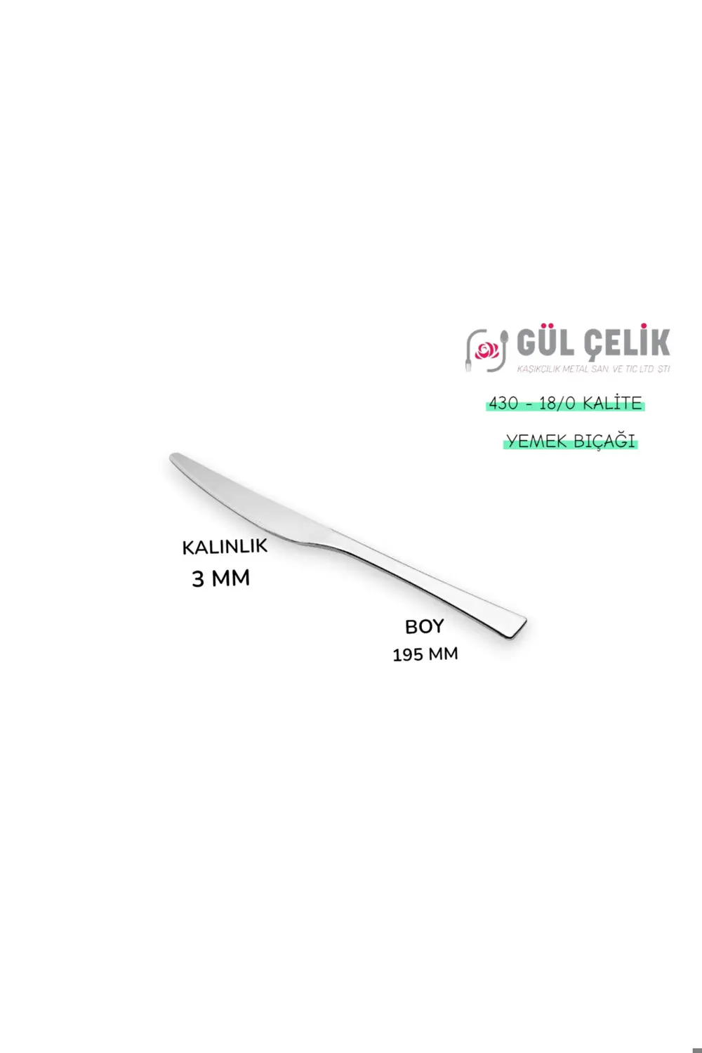 Gül Çelik 72 Parça 12 Kişilik Sade Çatal Bıçak Kaşık Seti 18/0 Ka