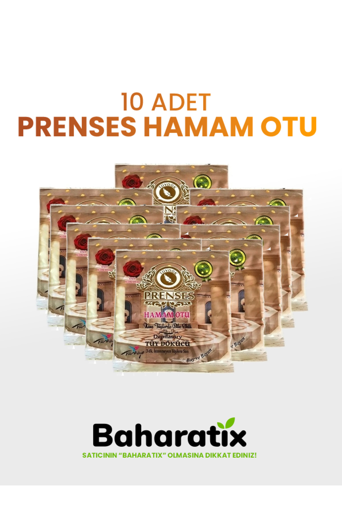 Prenses Gül Kokulu Tüy Dökücü Toz - Hamam Otu 150 Gr X 10 Adet