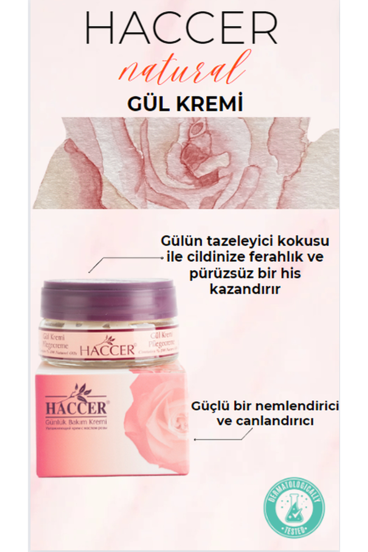 Haccer Gül Kremi Günlük Bakım 45Ml