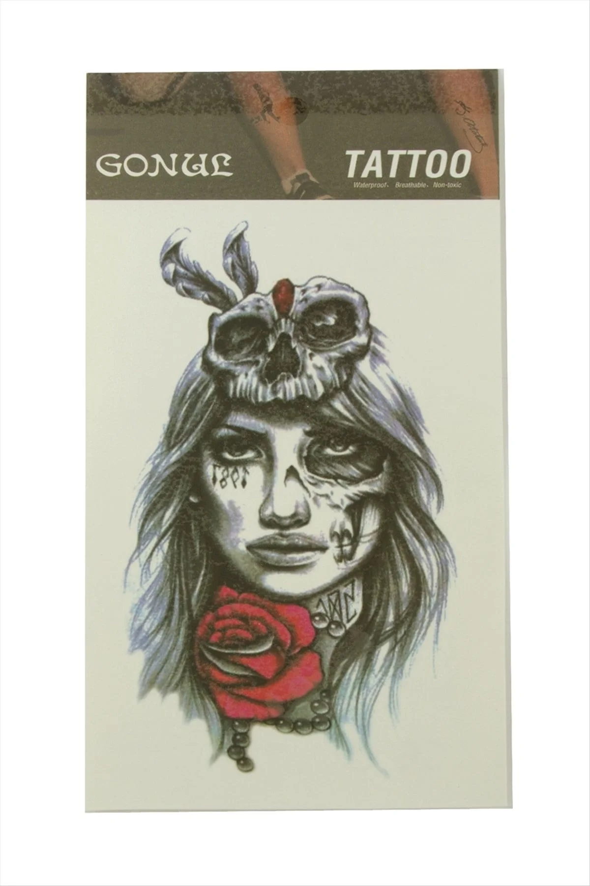 Gül Kuru Kafa Tattoo Dövme Sticker
