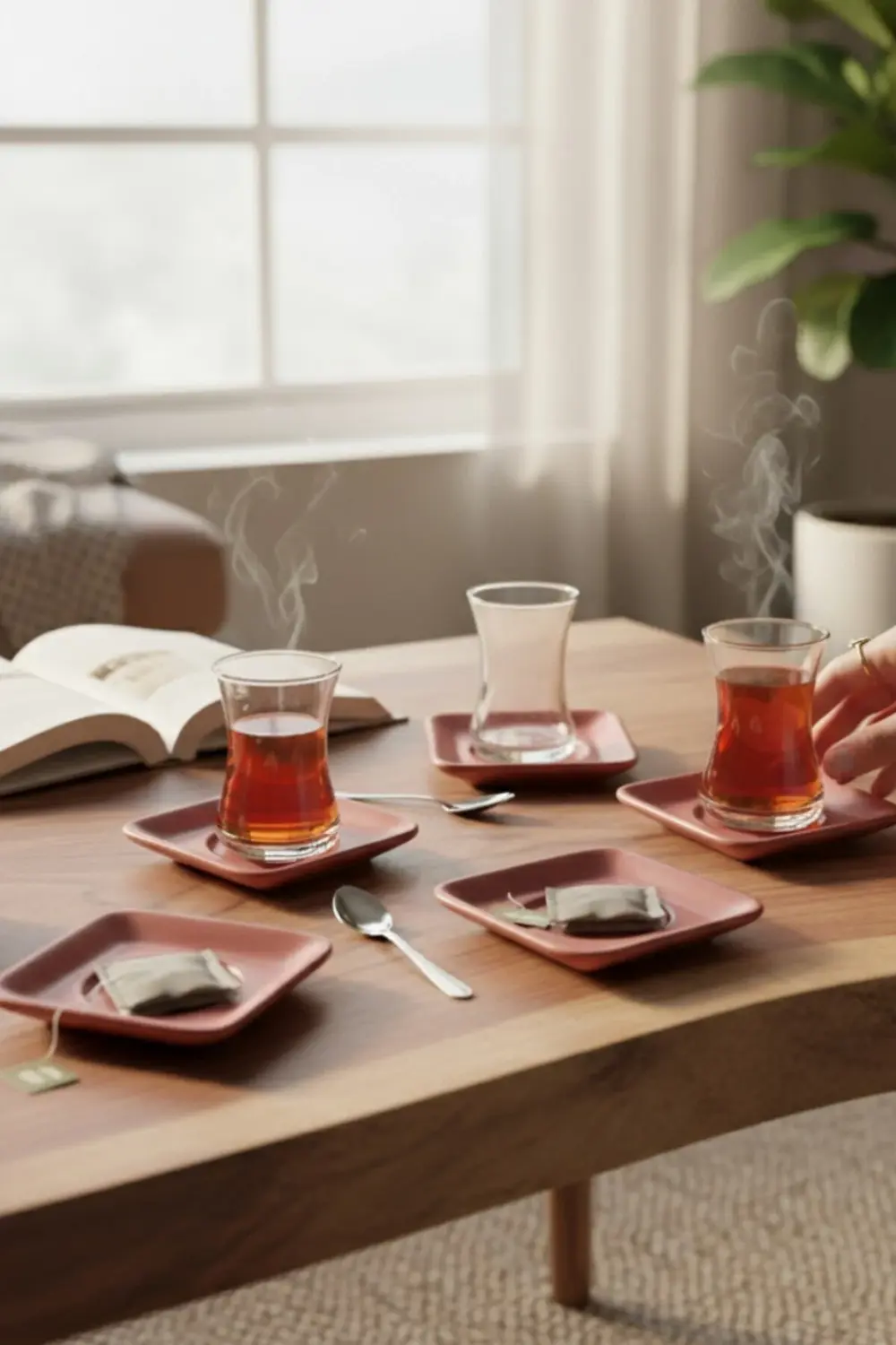 Keramika Gül Kurusu Mat Cam Çay Takımı 12 Parça 6 Kişilik