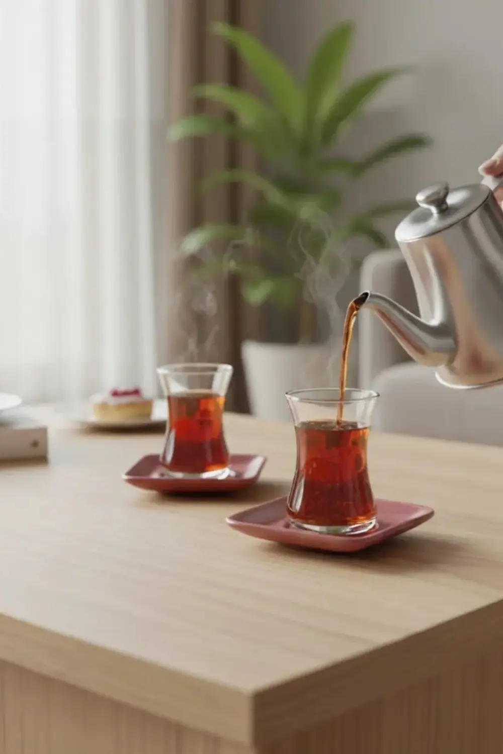 Keramika Gül Kurusu Mat Cam Çay Takımı 12 Parça 6 Kişilik