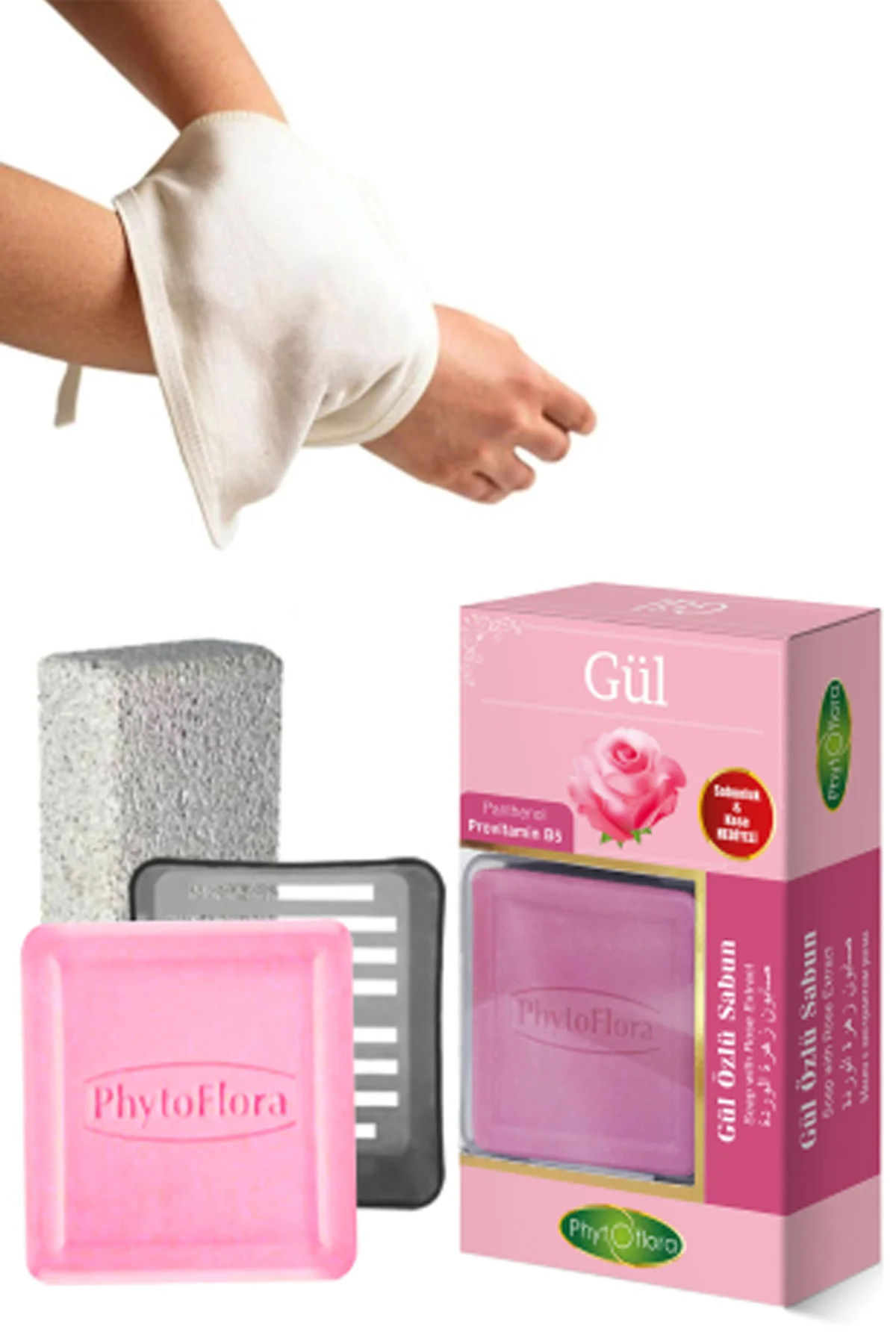 Gül Özlü Sabunu Ve Banyo Kesesi, Katı Sabunluk