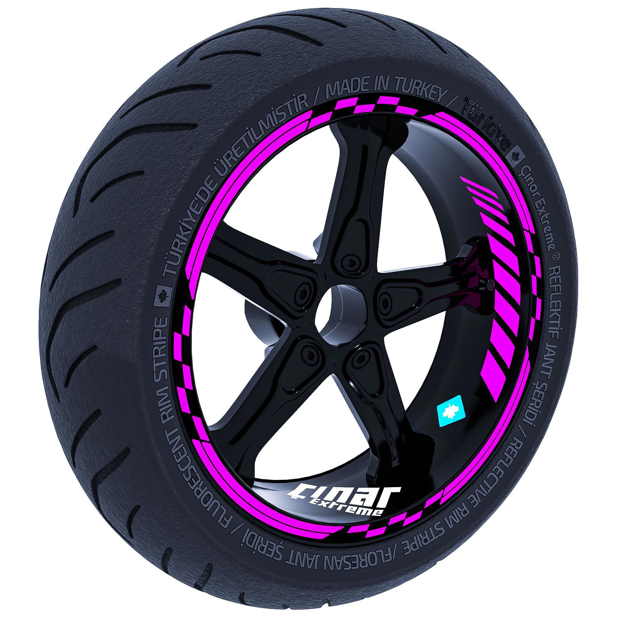 Çinar Extreme Gül Pembesi Moto Gp İç Diş Jant Şeridi Takim Sticker Çinar Extrem