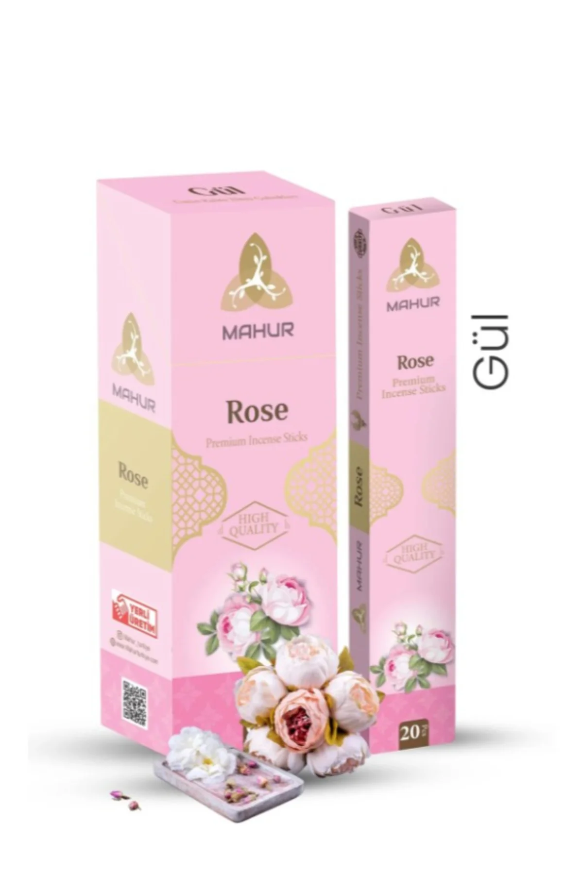 GÜL (ROSE) ÇUBUK TÜTSÜ 5 PAKET 100 ADET (INCENSE STICKS, 5 PACKS, 100 STICKS)