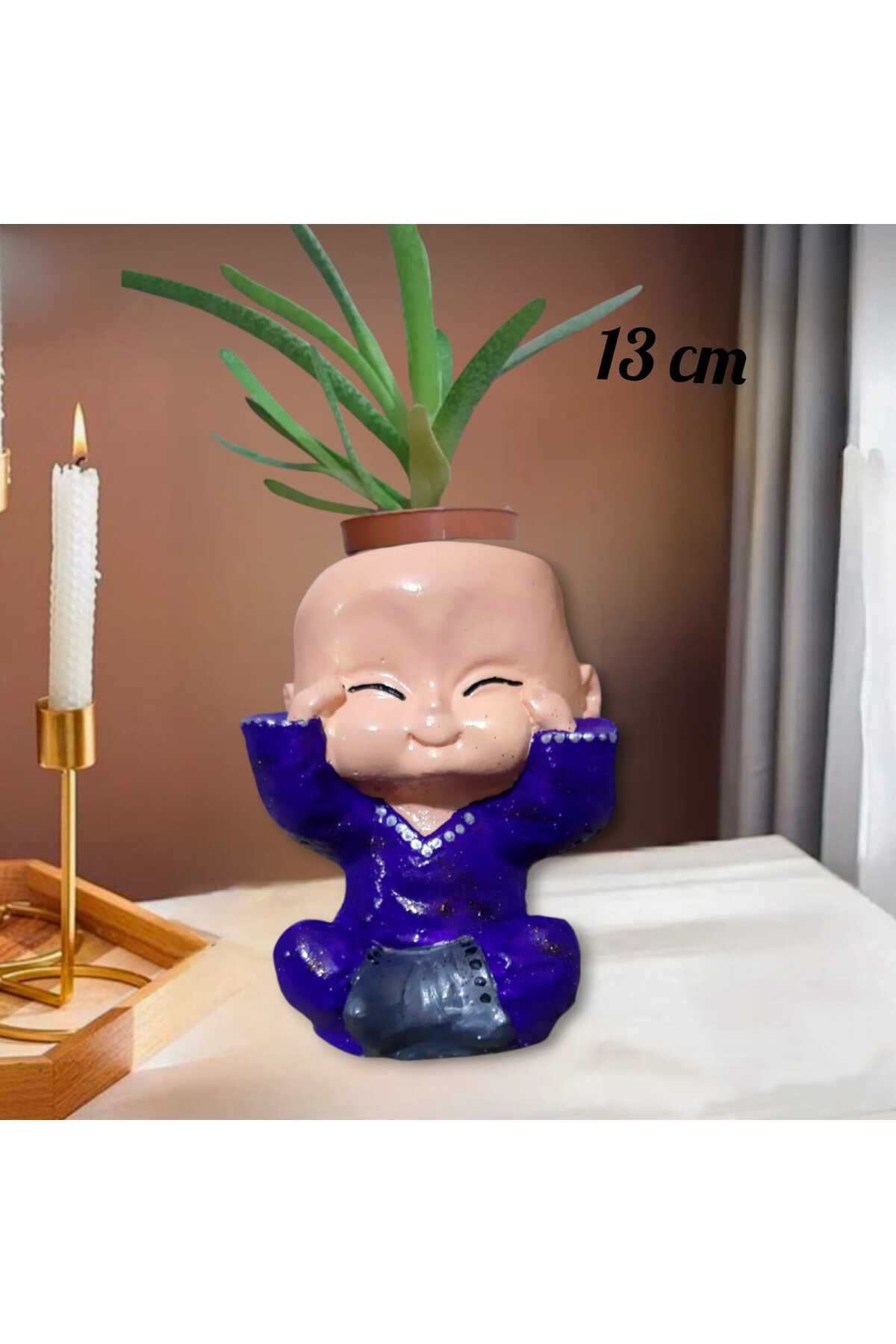 Dodemert Home Gülen Bebek Beton Saksı & Mumluk ( Dekoratif)