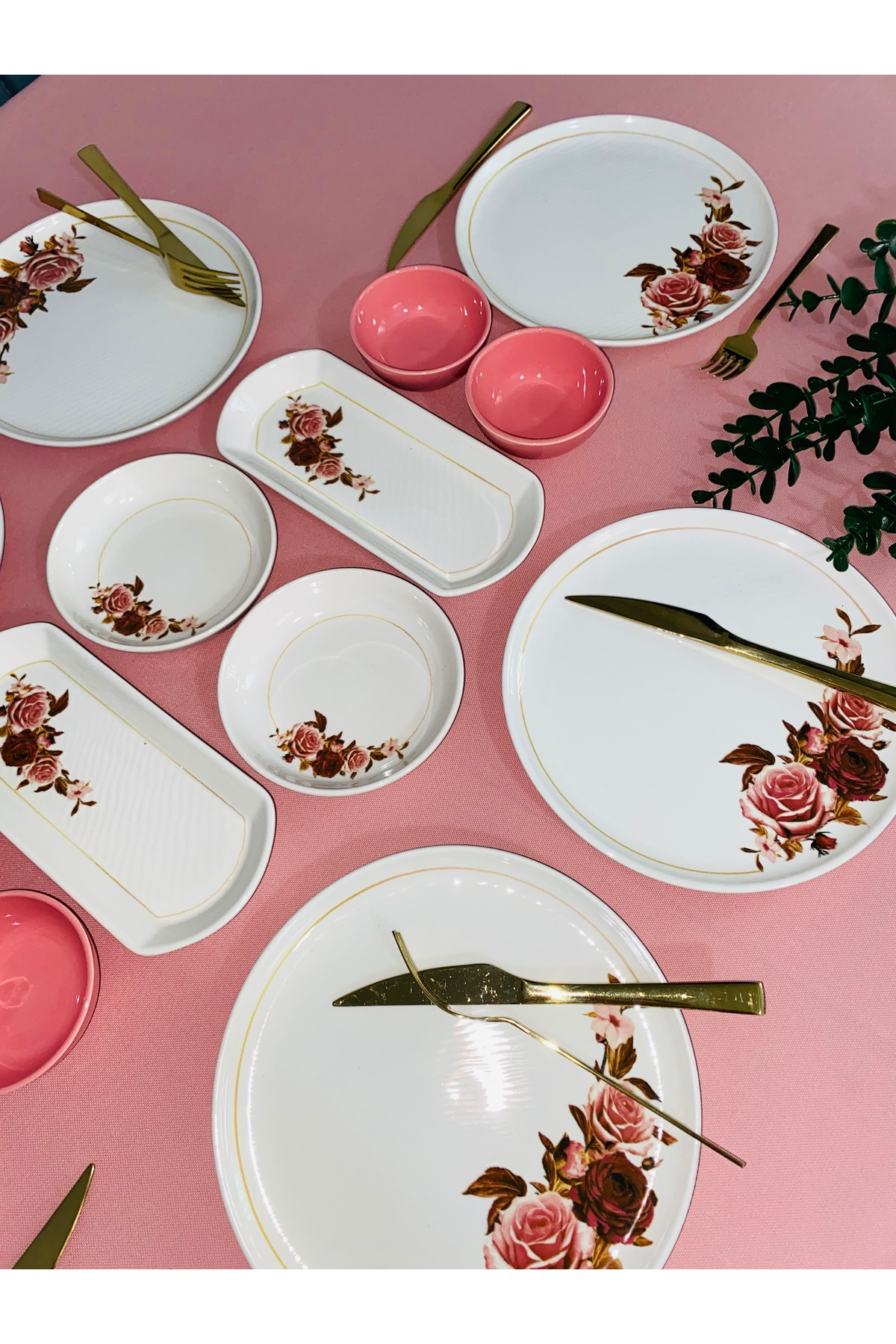 Gülpembe Model 6 Kişilik 14 Parça Kahvaltı Takımı