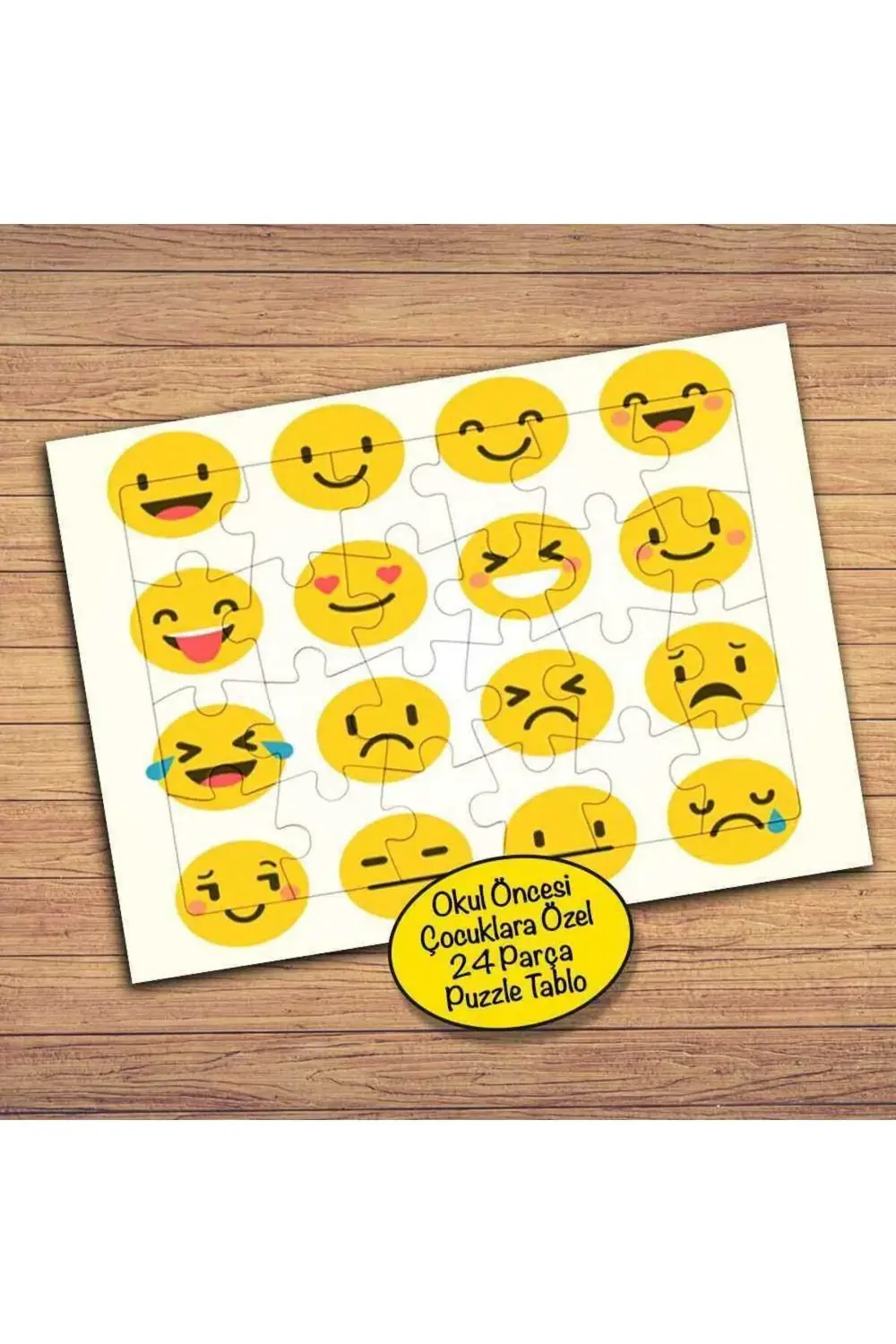 Gülücük Emoji Smiley 24 Parça Çocuklara Özel Yapboz Tablo-596