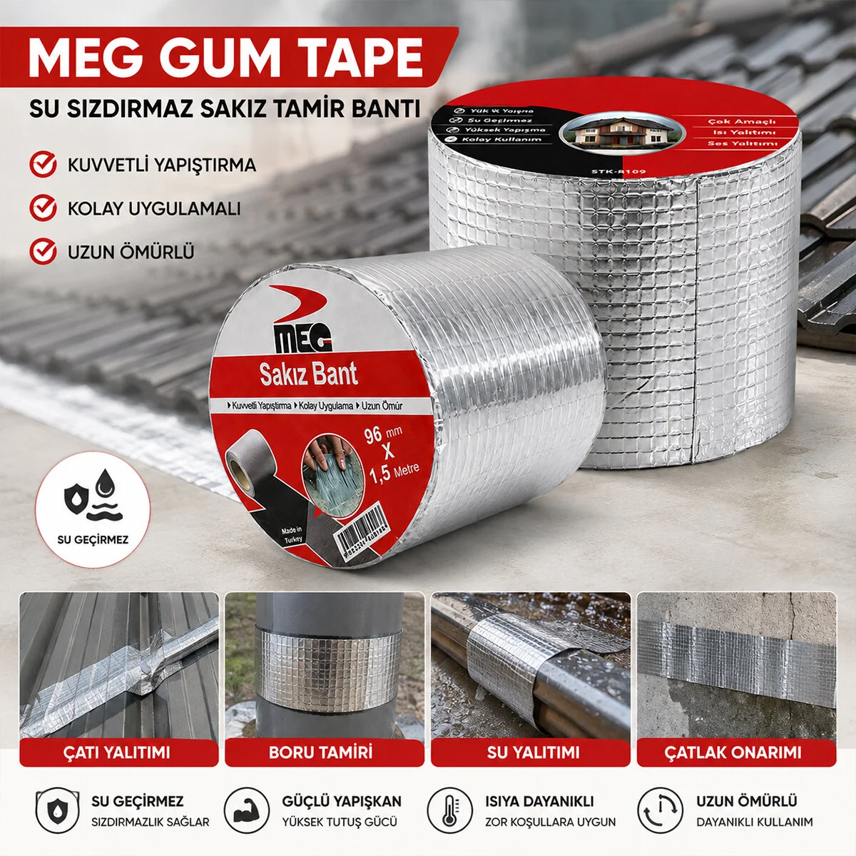 Gum Tape 96MMX1.5MT Su Sızdırmaz Sakız Tamir Bantı Fiyatı, Yorumları ve Özellikleri
