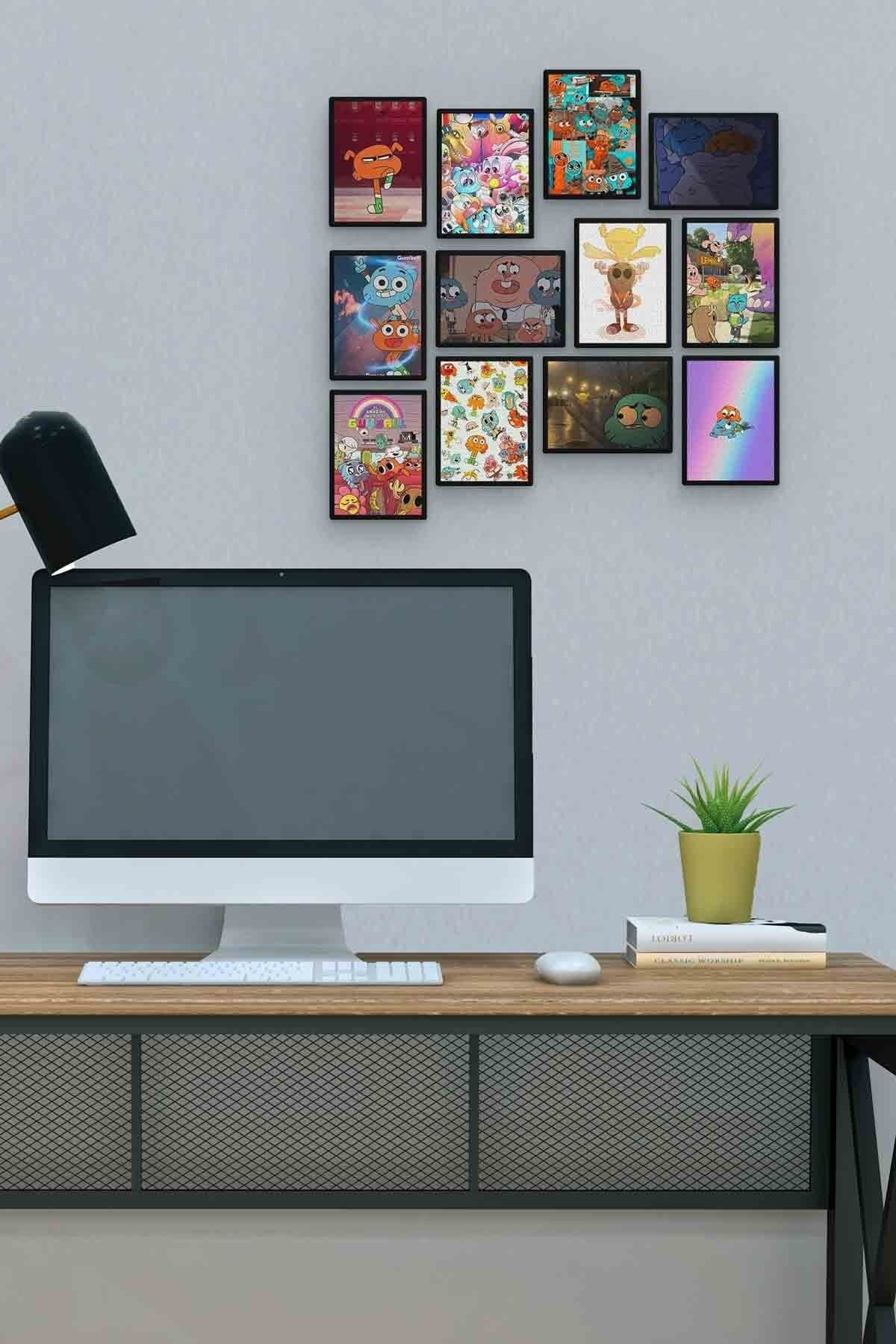 Pi Dekorasyon Gumball 12 Parça Mdf (Ahşap) Tablo Ofis Boyu 