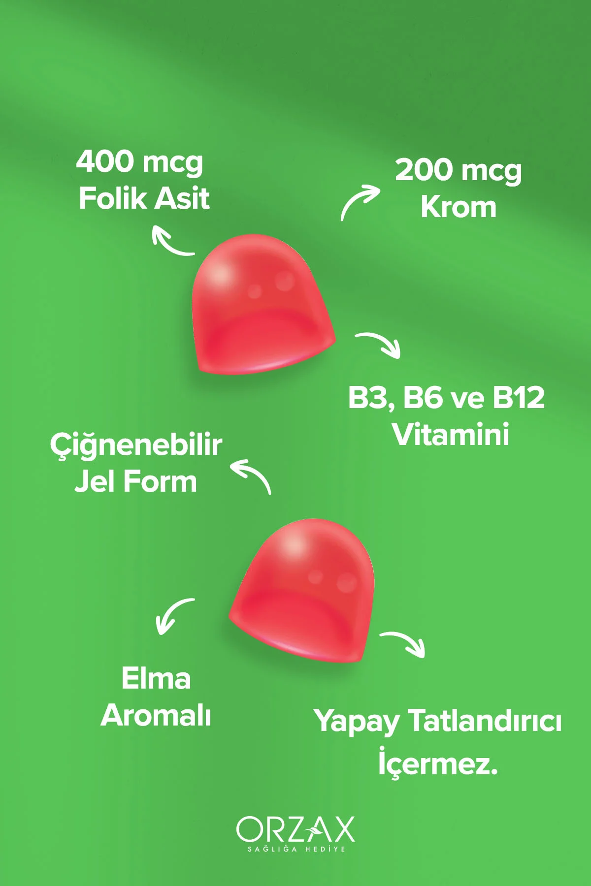 Gummies Apple Cider Vinegar 60 Çiğnenebilir Jel Form