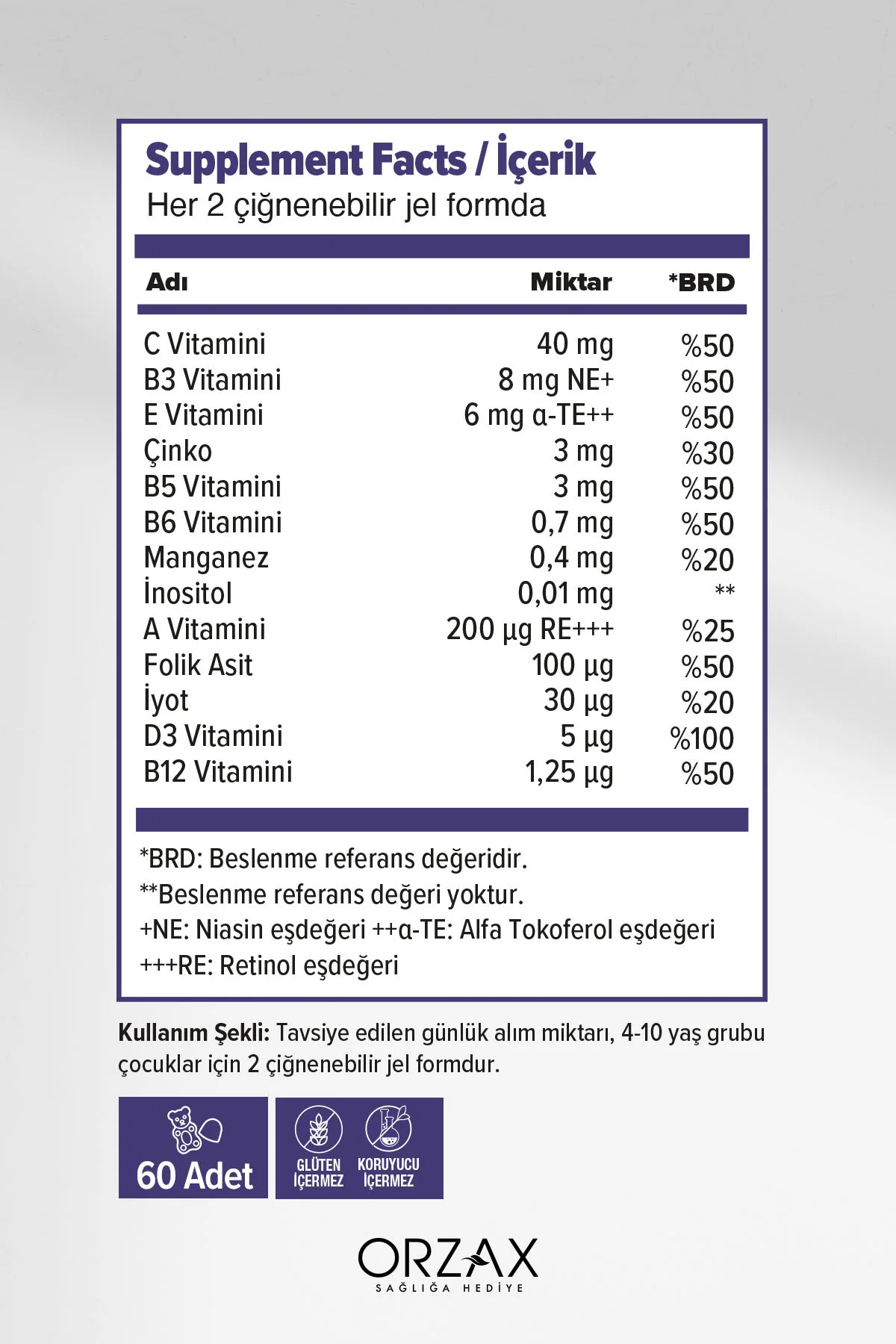 Gummies Multivitamin Kids 60 Adet Çiğnenebilir Jel