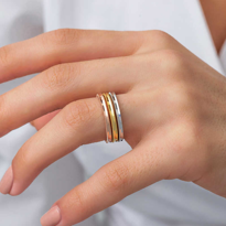 Gümüş 3 Renk Ajda Kadın Yüzük SL7352