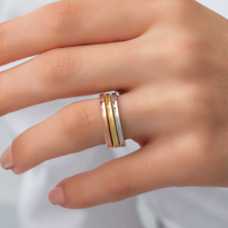 Gümüş 3 Renk Ajda Kadın Yüzük SL7352