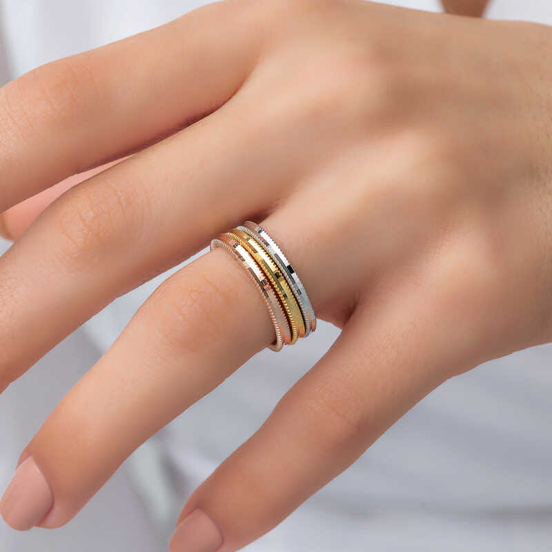 Gümüş 3 Renk Ajda Kadın Yüzük SL7352