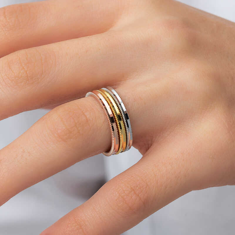 Gümüş 3 Renk Ajda Kadın Yüzük SL7352