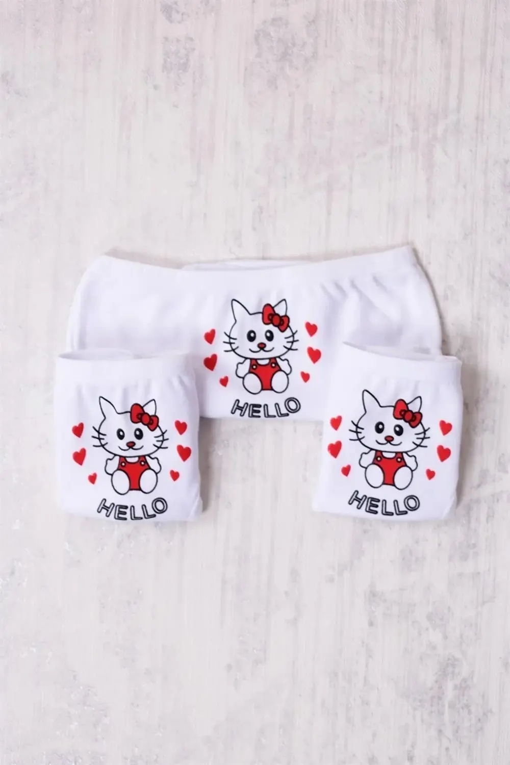 Gümüş 3'lü Kız Çocuk Hello Kitty Desenli Slip Külot
