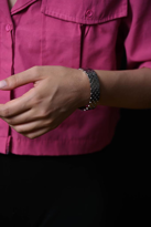 Tükkan Accessories Gümüş 4 Sira Arpa Desen Kelepçe Çelik Bileklik-Keztçbi38