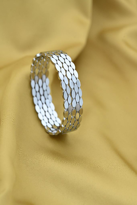 Tükkan Accessories Gümüş 4 Sira Arpa Desen Kelepçe Çelik Bileklik-Keztçbi38