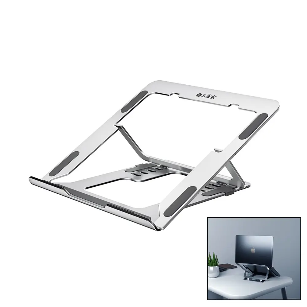 GÜMÜŞ 6 AÇILI KATLANABİLİR LAPTOP STAND ALÜMİNYUM (4741)