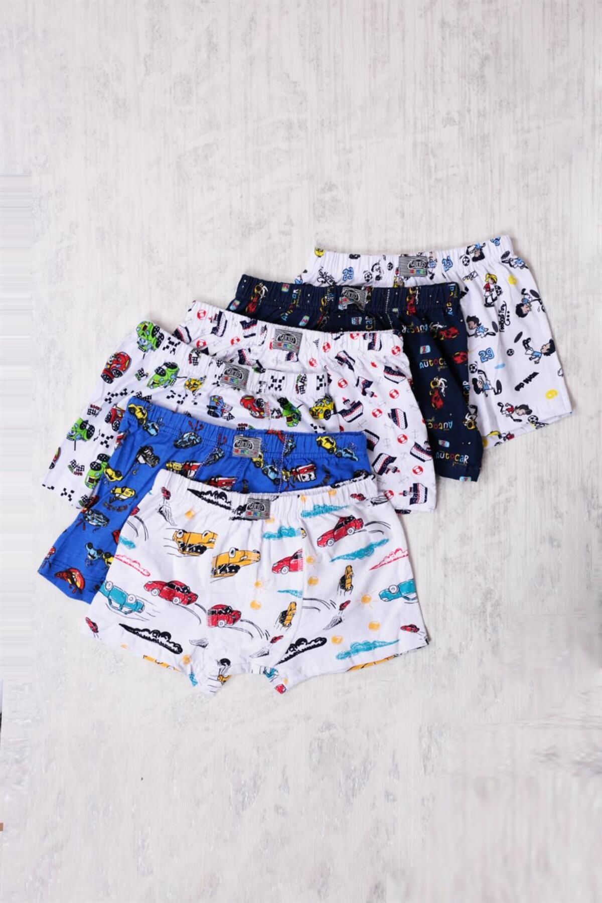 Gümüş 6'lı Erkek Çocuk Karışık Desenli Boxer