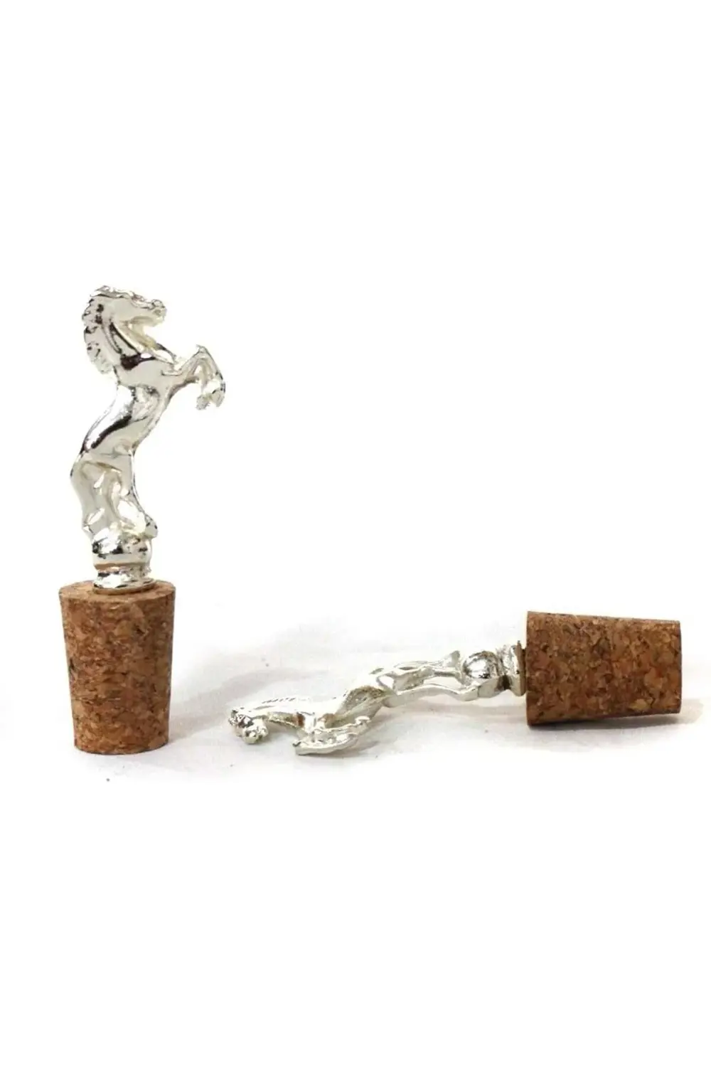 Gümüş At Figürlü 2 Adet Mantar Tıpa - Şarap Yağdanlık Şişe 118522