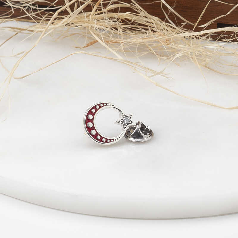 Stillove Gümüş Ay Yildiz Rozet Sl3513