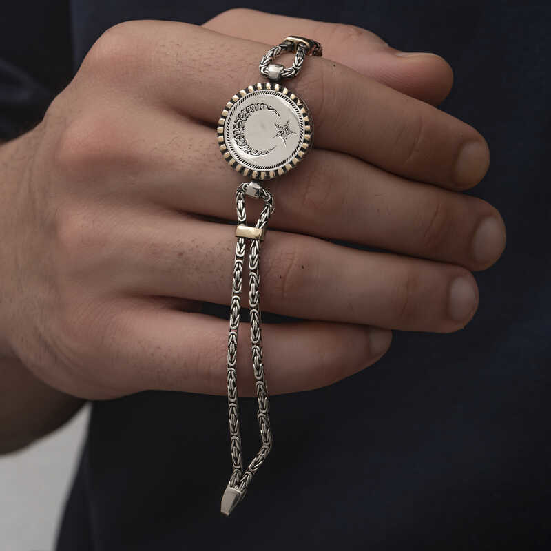 Stillove Gümüş Ay Yıldız Erkek Bileklik  Sl5670