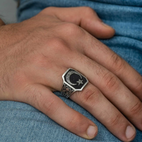 Stillove Gümüş Ay Yıldız Erkek Yüzük Stillove Gümüş Ay Yıldız Erkek Yüzük