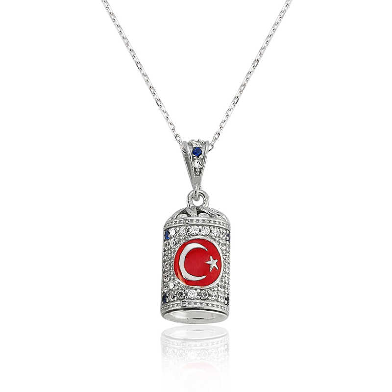 Gümüş Ay Yıldız Cevşen Bayan Kolye SL1758