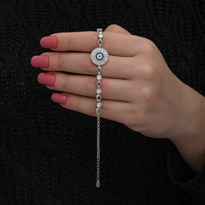 ​Gümüş Baget Taşlı Nazar Kadın Bileklik SL6995