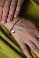 Tükkan Accessories Gümüş Balik Kaplumbağa Çiçek Figürlü Çelik Şans Bilekliği-Çebil13