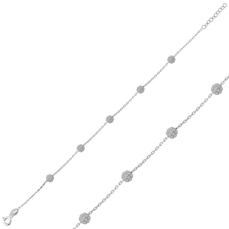 Gümüş Beyaz Toplu Bayan Bileklik SL4391