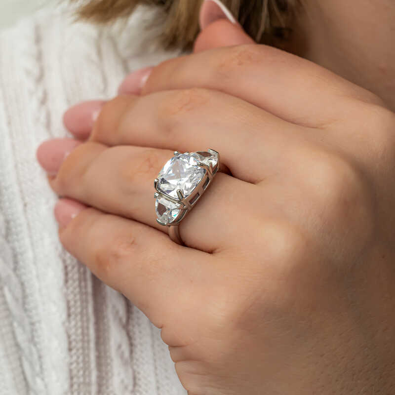 Gümüş Beyaz Zirkon Taşlı Kadın Yüzük T8911 SL8251