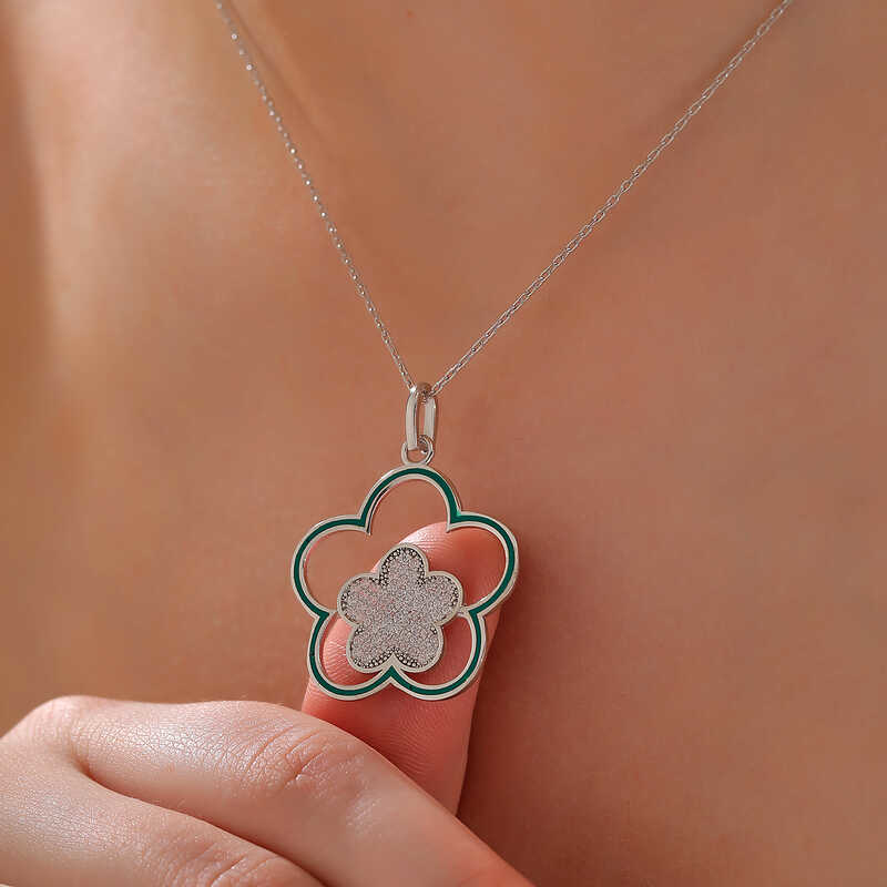 Stillove ​Gümüş Çiçek Desenli Kadın Kolye  Sl6168